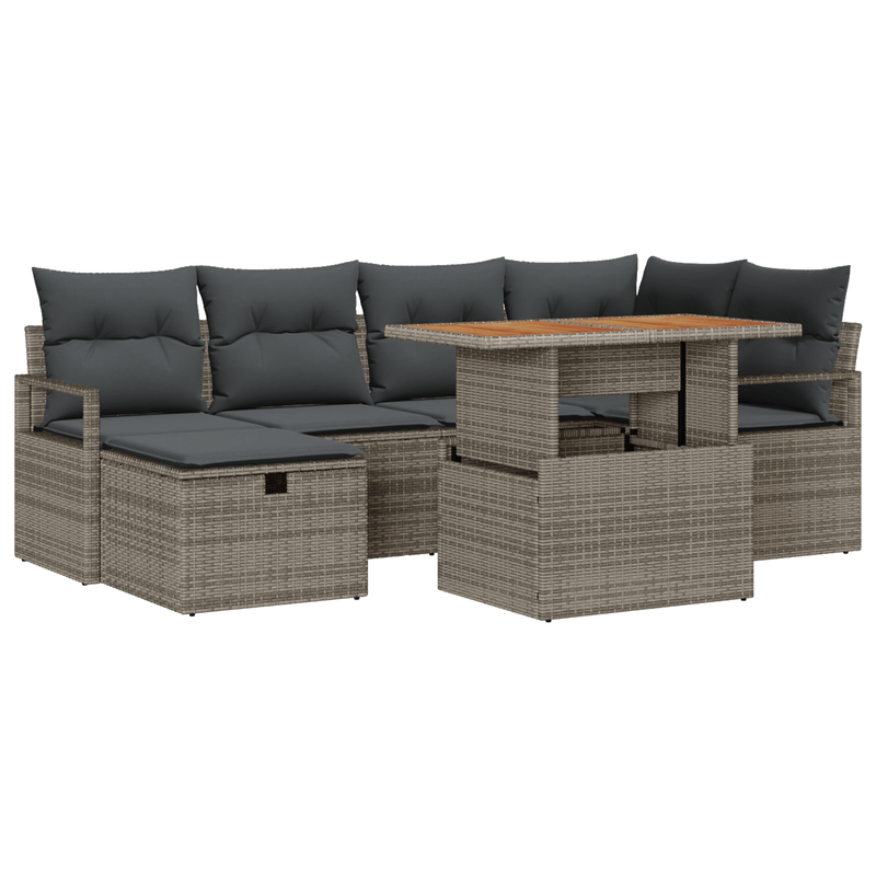 Casa si Gradina - Gradina si terasa - Mobilier exterior - Canapele si fotolii gradina - Set de canapele de gradina  7 piese cu perne gri din ratan poliester - Infinity.ro