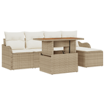 Casa si Gradina - Gradina si terasa - Mobilier exterior - Canapele si fotolii gradina - Set de Canapea Modulara de 6 Piese pentru Gradina cu Perne Bej Ratan Poli - Infinity.ro