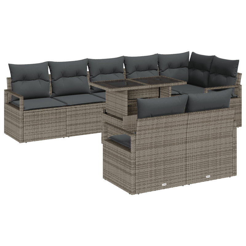 Casa si Gradina - Gradina si terasa - Mobilier exterior - Canapele si fotolii gradina - Set de Sofa de Gradina cu 9 Piese cu Perne Gri Ratan Polimer - Infinity.ro