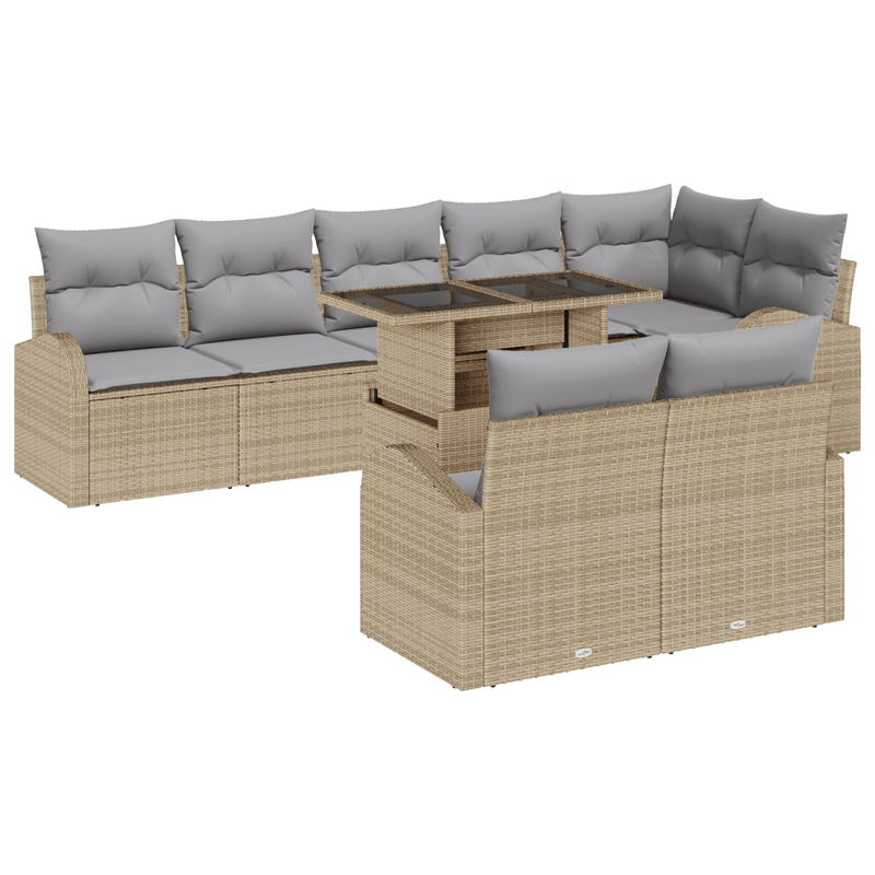 Casa si Gradina - Gradina si terasa - Mobilier exterior - Canapele si fotolii gradina - Set de canapele pentru gradina  9 piese cu perne bej Ratan Poli - Infinity.ro