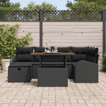 Casa si Gradina - Gradina si terasa - Mobilier exterior - Canapele si fotolii gradina - Set Canapea 7 Piese Gradina cu Perne Negru Ratan Poli - Infinity.ro