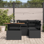 Casa si Gradina - Gradina si terasa - Mobilier exterior - Canapele si fotolii gradina - Set canapea de gradina  5 piese cu perne Ratan poli negru - Infinity.ro