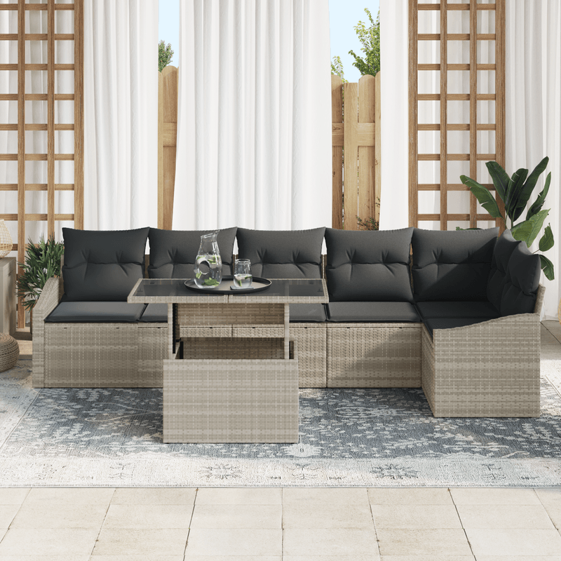 Casa si Gradina - Gradina si terasa - Mobilier exterior - Canapele si fotolii gradina - Set de canapea de gradina cu perne gri deschis din ratan poli - Infinity.ro