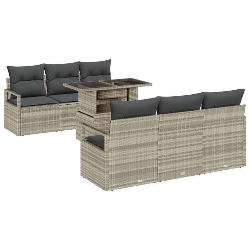 Casa si Gradina - Gradina si terasa - Mobilier exterior - Canapele si fotolii gradina - Set canapele gradina  cu perne gri deschis ratan polietilenic - Infinity.ro
