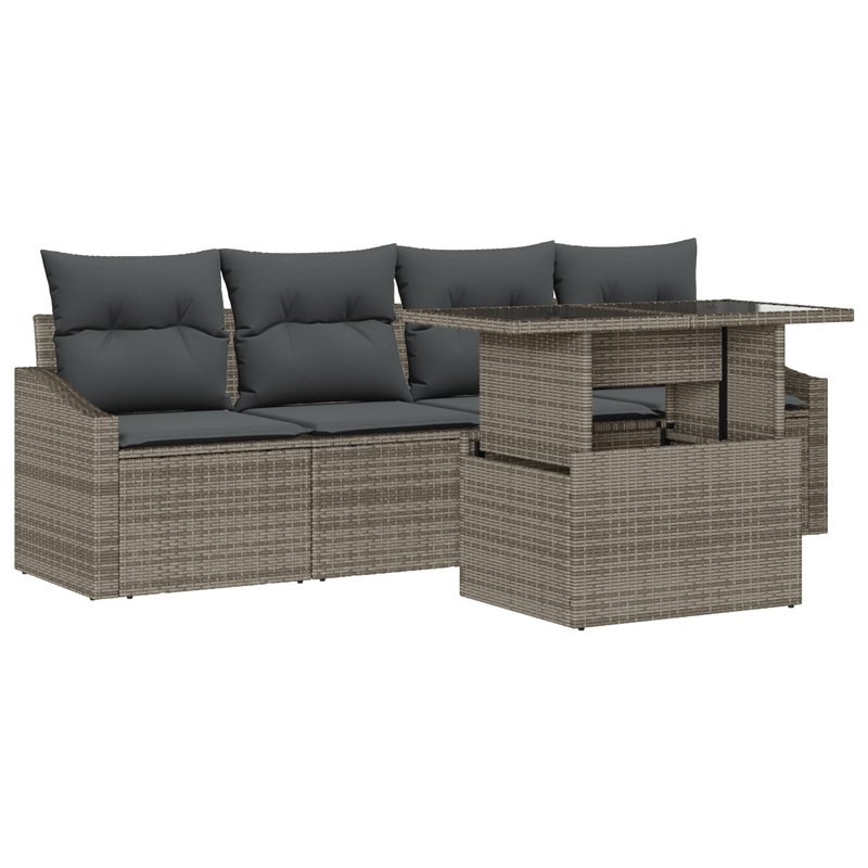 Casa si Gradina - Gradina si terasa - Mobilier exterior - Canapele si fotolii gradina - Set Canapele Gradina 5 Piese cu Perne Gri Poliratan - Infinity.ro