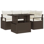 Casa si Gradina - Gradina si terasa - Mobilier exterior - Canapele si fotolii gradina - Set canapea gradina  5 piese cu perne Maro din ratan polimeric - Infinity.ro