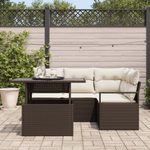 Casa si Gradina - Gradina si terasa - Mobilier exterior - Canapele si fotolii gradina - Set canapea gradina  5 piese cu perne Maro din ratan polimeric - Infinity.ro