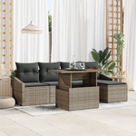 Casa si Gradina - Gradina si terasa - Mobilier exterior - Seturi mobila gradina - Set de canapea cu 6 piese si perne gri din ratan polimeric - Infinity.ro
