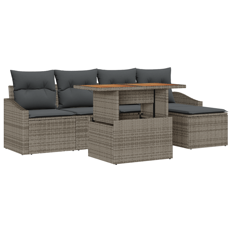 Casa si Gradina - Gradina si terasa - Mobilier exterior - Seturi mobila gradina - Set de canapea cu 6 piese si perne gri din ratan polimeric - Infinity.ro