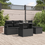 Casa si Gradina - Gradina si terasa - Mobilier exterior - Canapele si fotolii gradina - Set de canapele de gradina cu perne 6 piese Negru Poli Ratan - Infinity.ro