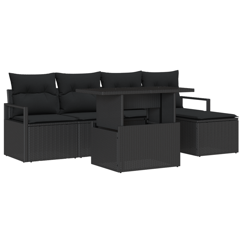 Casa si Gradina - Gradina si terasa - Mobilier exterior - Canapele si fotolii gradina - Set de canapele de gradina cu perne 6 piese Negru Poli Ratan - Infinity.ro