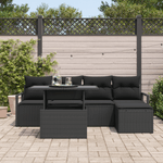 Casa si Gradina - Gradina si terasa - Mobilier exterior - Canapele si fotolii gradina - Set de canapele de gradina cu perne 6 piese Negru Poli Ratan - Infinity.ro