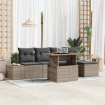 Casa si Gradina - Gradina si terasa - Mobilier exterior - Canapele si fotolii gradina - Set 6 Piese Canapea Gradina cu Perne Gri Ratan PE - Infinity.ro