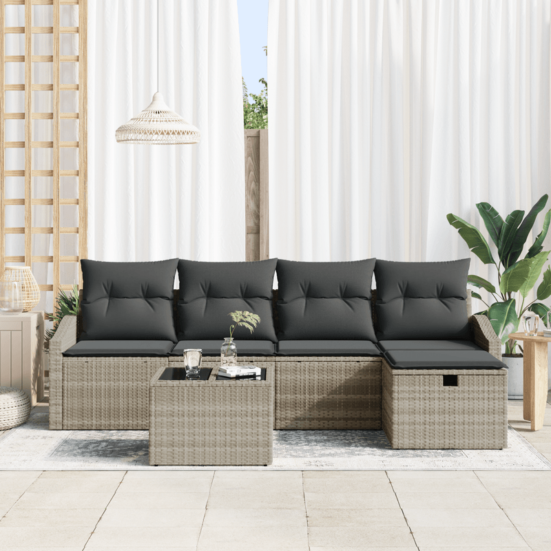Casa si Gradina - Gradina si terasa - Mobilier exterior - Canapele si fotolii gradina - Set de Canapea de Gradina cu Perne Gri Deschis din Ratan Sintetic - Infinity.ro