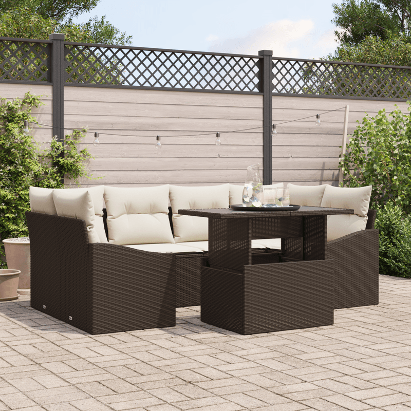 Casa si Gradina - Gradina si terasa - Mobilier exterior - Canapele si fotolii gradina - Set de canapea pentru gradina cu 7 piese si perne maro din poliratan - Infinity.ro