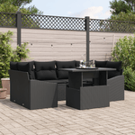 Casa si Gradina - Gradina si terasa - Mobilier exterior - Canapele si fotolii gradina - Set de canapele de gradina format din 7 piese cu perne, rattan politat negru - Infinity.ro