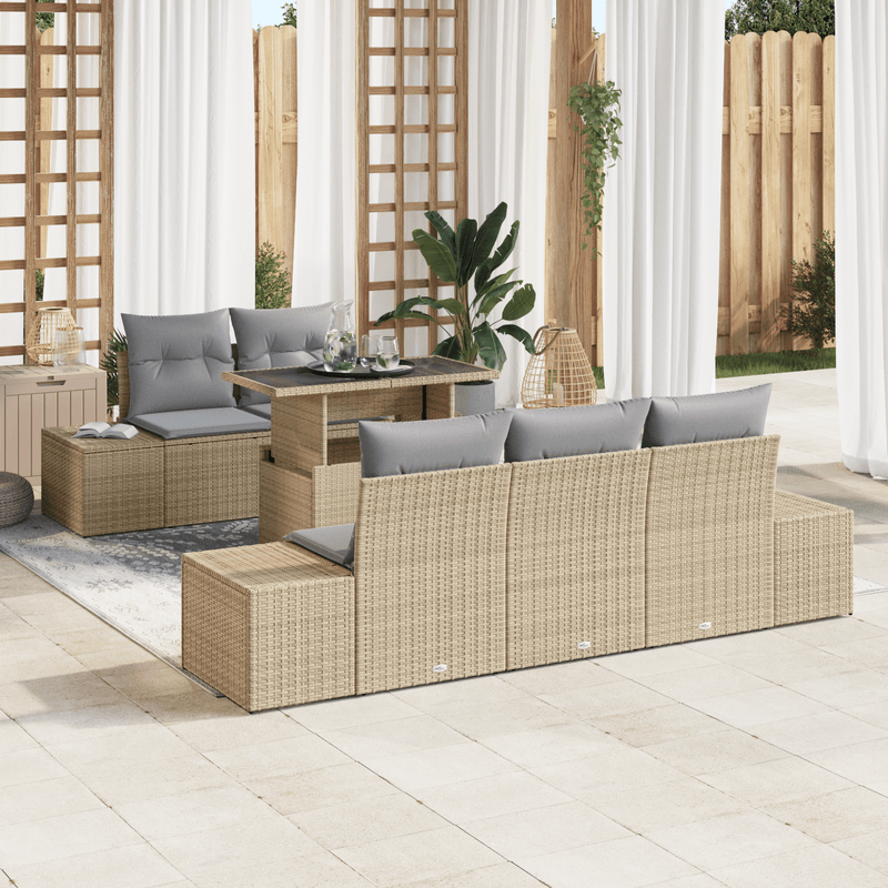 Casa si Gradina - Gradina si terasa - Mobilier exterior - Canapele si fotolii gradina - Set de sofa pentru gradina 6 piese cu perne bej din poliratan - Infinity.ro