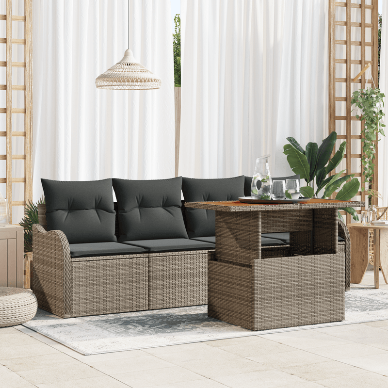Casa si Gradina - Gradina si terasa - Mobilier exterior - Canapele si fotolii gradina - Set Canapea Gradina  5 Piese cu Perne Gri Ratan - Infinity.ro