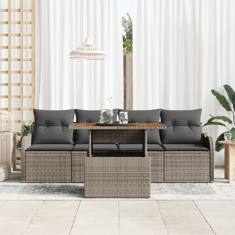 Casa si Gradina - Gradina si terasa - Mobilier exterior - Canapele si fotolii gradina - Set Canapea Gradina  5 Piese cu Perne Gri Ratan - Infinity.ro
