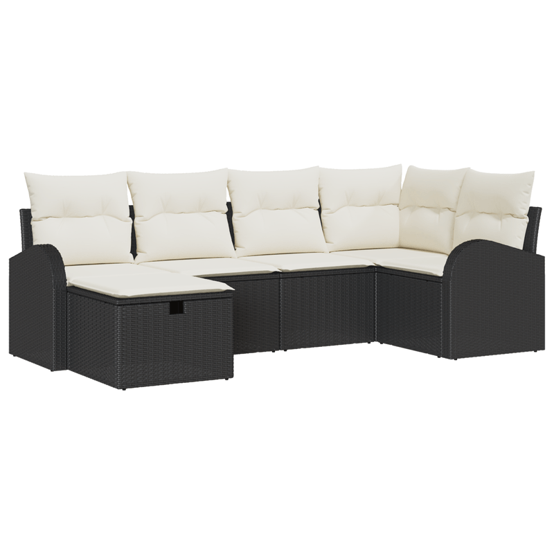 Casa si Gradina - Gradina si terasa - Mobilier exterior - Canapele si fotolii gradina - Set canapea gradina 6 piese cu perne din ratan poli negru - Infinity.ro