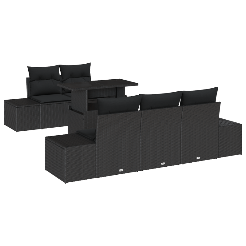 Casa si Gradina - Gradina si terasa - Mobilier exterior - Canapele si fotolii gradina - Set de canapea pentru gradina 6 piese cu perne Ratan Poli Negru - Infinity.ro