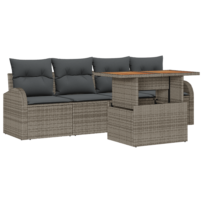 Casa si Gradina - Gradina si terasa - Mobilier exterior - Canapele si fotolii gradina - Set de Canapea pentru Gradina  cu Perne Gri din Ratan Poliester - Infinity.ro