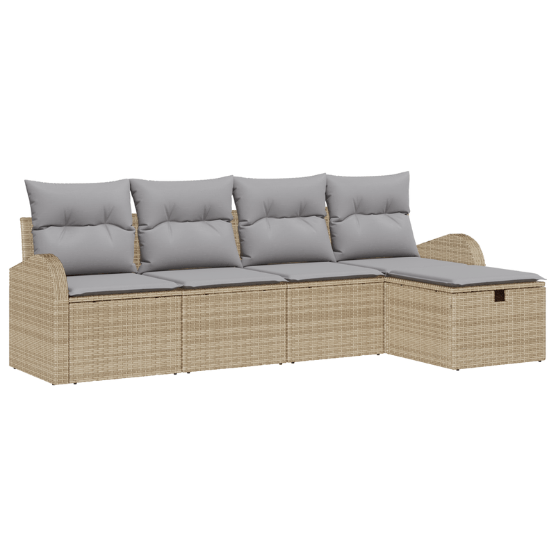 Casa si Gradina - Gradina si terasa - Mobilier exterior - Canapele si fotolii gradina - Set Canapea Gradina 5 Piese Bej din Ratan Poliester - Infinity.ro