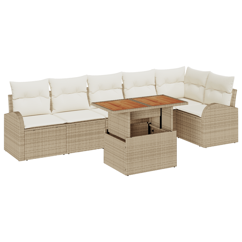 Casa si Gradina - Gradina si terasa - Mobilier exterior - Canapele si fotolii gradina - Set canapea gradina  7 piese cu perne Bej Poliratan - Infinity.ro