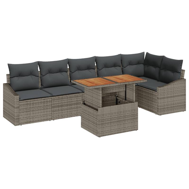 Casa si Gradina - Gradina si terasa - Mobilier exterior - Canapele si fotolii gradina - Set de 7 Piese de Sofa de Gradina cu Perne Gri Poliratan - Infinity.ro