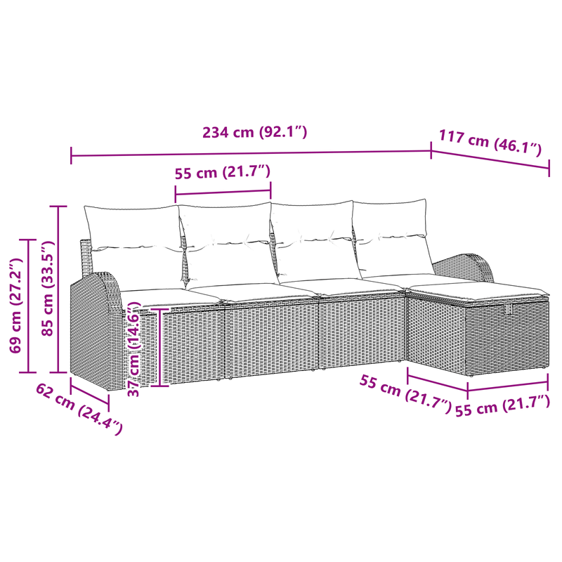 Casa si Gradina - Gradina si terasa - Mobilier exterior - Canapele si fotolii gradina - Set de Canapea de Gradina de 5 Piese cu Perne Gri Deschis din Poliratan - Infinity.ro