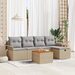 Casa si Gradina - Gradina si terasa - Mobilier exterior - Canapele si fotolii gradina - Set Canapea Gradina 6 Piese cu Perne Bej Ratan Poli - Infinity.ro