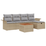 Casa si Gradina - Gradina si terasa - Mobilier exterior - Canapele si fotolii gradina - Set Canapea Gradina 6 Piese cu Perne Bej Ratan Poli - Infinity.ro
