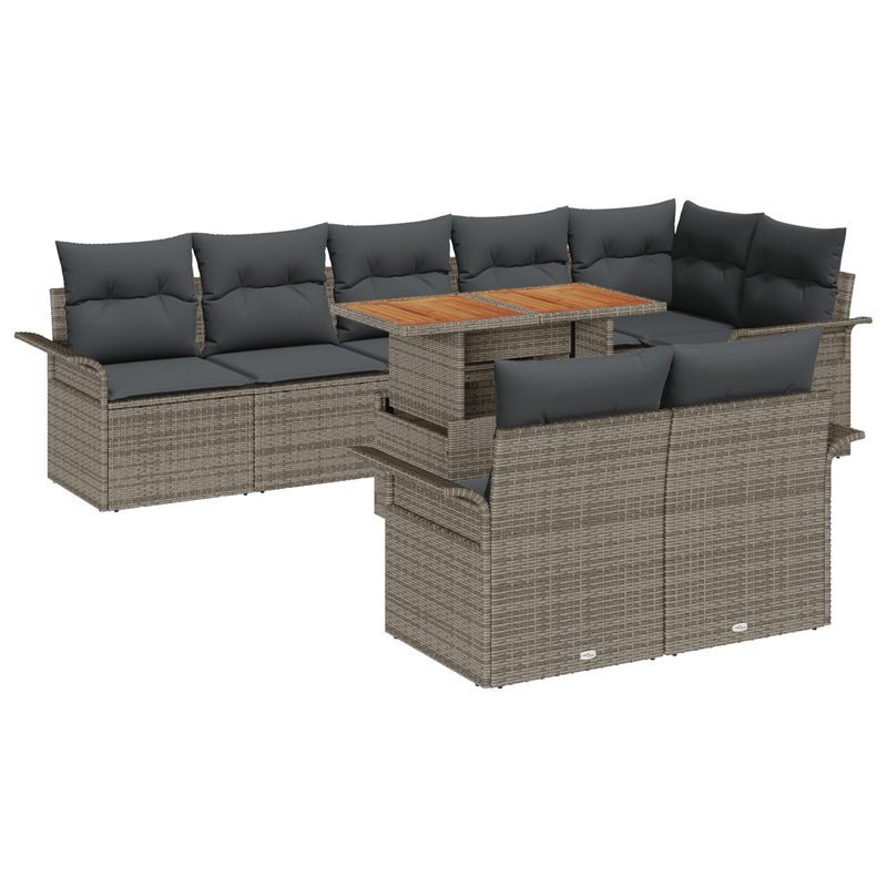 Casa si Gradina - Gradina si terasa - Mobilier exterior - Canapele si fotolii gradina - Set canapele gradina 9 piese cu perne Gri Ratan Poli - Infinity.ro