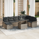 Casa si Gradina - Gradina si terasa - Mobilier exterior - Canapele si fotolii gradina - Set canapea de gradina cu 9 piese si perne gri din ratan poli - Infinity.ro
