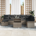 Casa si Gradina - Gradina si terasa - Mobilier exterior - Canapele si fotolii gradina - Set canapea de gradina cu 9 piese si perne gri din ratan poli - Infinity.ro