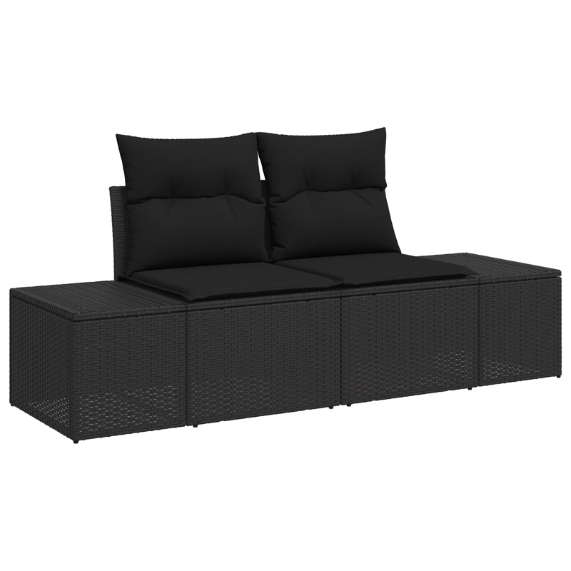 Casa si Gradina - Gradina si terasa - Mobilier exterior - Canapele si fotolii gradina - Set canapea gradina 9 piese cu perne Negru Poliratan - Infinity.ro