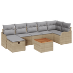 Casa si Gradina - Gradina si terasa - Mobilier exterior - Canapele si fotolii gradina - Set canapea gradina  cu 8 piese si perne Bej Poli Ratan - Infinity.ro