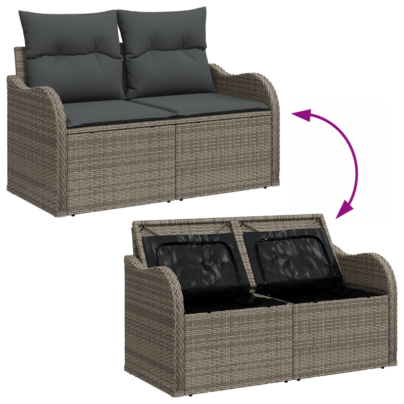 Casa si Gradina - Gradina si terasa - Mobilier exterior - Canapele si fotolii gradina - Set Sofa Gradina  cu 6 Piese cu Perne Gri din Ratan Poliester - Infinity.ro