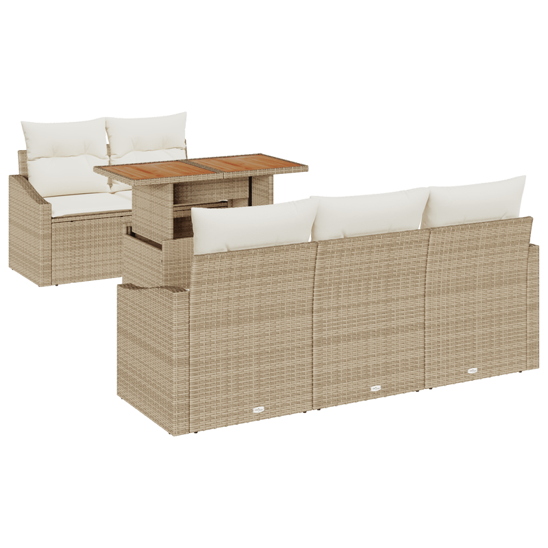 Casa si Gradina - Gradina si terasa - Mobilier exterior - Canapele si fotolii gradina - Set de canapea de gradina din 6 piese cu perne Bej din poli ratan - Infinity.ro