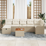 Casa si Gradina - Gradina si terasa - Mobilier exterior - Canapele si fotolii gradina - Set Canapea Gradina  8 Piese cu Perne Bej Ratan Polimeric - Infinity.ro