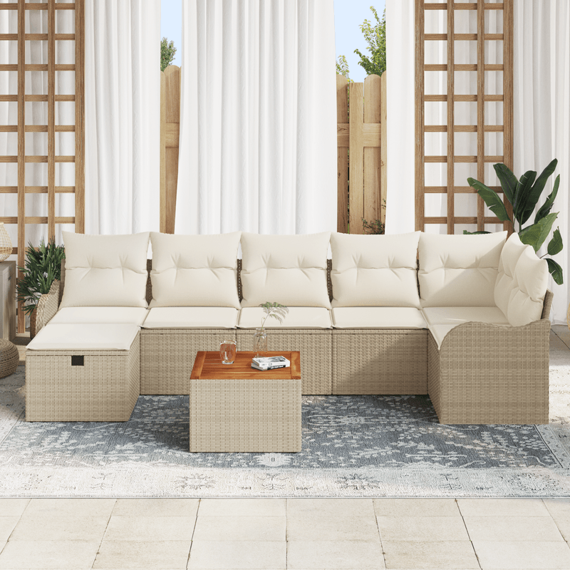 Casa si Gradina - Gradina si terasa - Mobilier exterior - Canapele si fotolii gradina - Set Canapea Gradina  8 Piese cu Perne Bej Ratan Polimeric - Infinity.ro