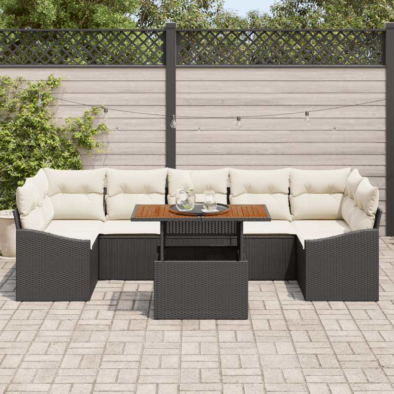 Casa si Gradina - Gradina si terasa - Mobilier exterior - Canapele si fotolii gradina - Set canapele gradina 8 piese cu perne Negru Poliratan - Infinity.ro