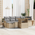 Casa si Gradina - Gradina si terasa - Mobilier exterior - Canapele si fotolii gradina - Set Canapea Gradina 7 Piese si Perne Bej Ratan Poli - Infinity.ro