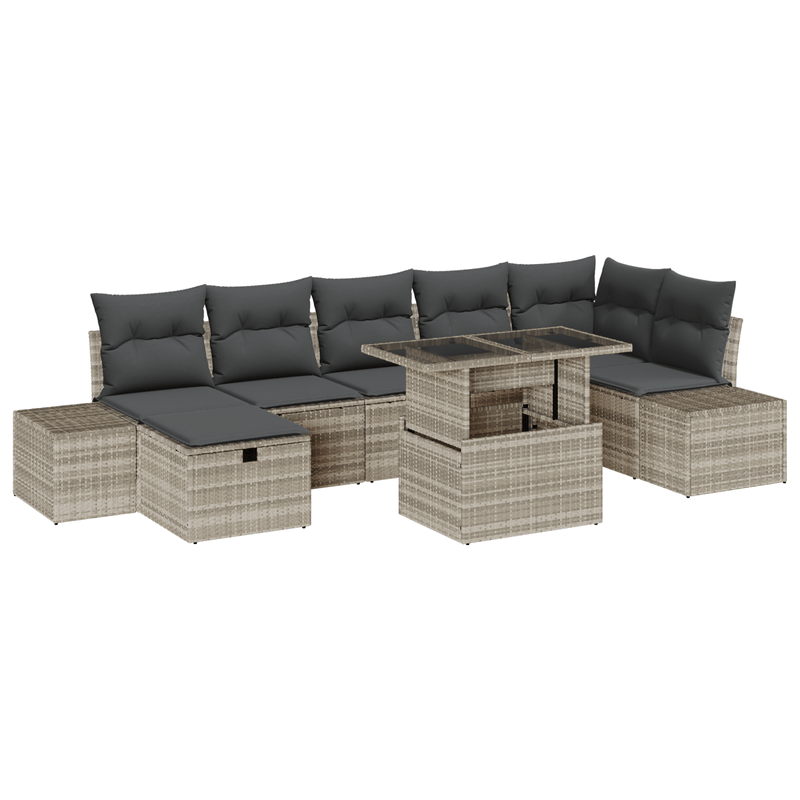 Casa si Gradina - Gradina si terasa - Mobilier exterior - Canapele si fotolii gradina - Set de Canapea de Gradina cu Perne Gri Deschis din Ratan Poli - Infinity.ro