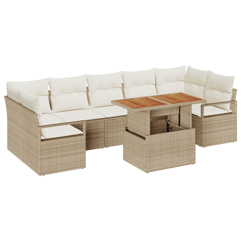 Casa si Gradina - Gradina si terasa - Mobilier exterior - Canapele si fotolii gradina - Set canapele gradina  8 Piese cu Perne Bej din Ratan Poli - Infinity.ro