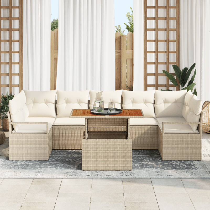 Casa si Gradina - Gradina si terasa - Mobilier exterior - Canapele si fotolii gradina - Set canapele gradina  8 Piese cu Perne Bej din Ratan Poli - Infinity.ro