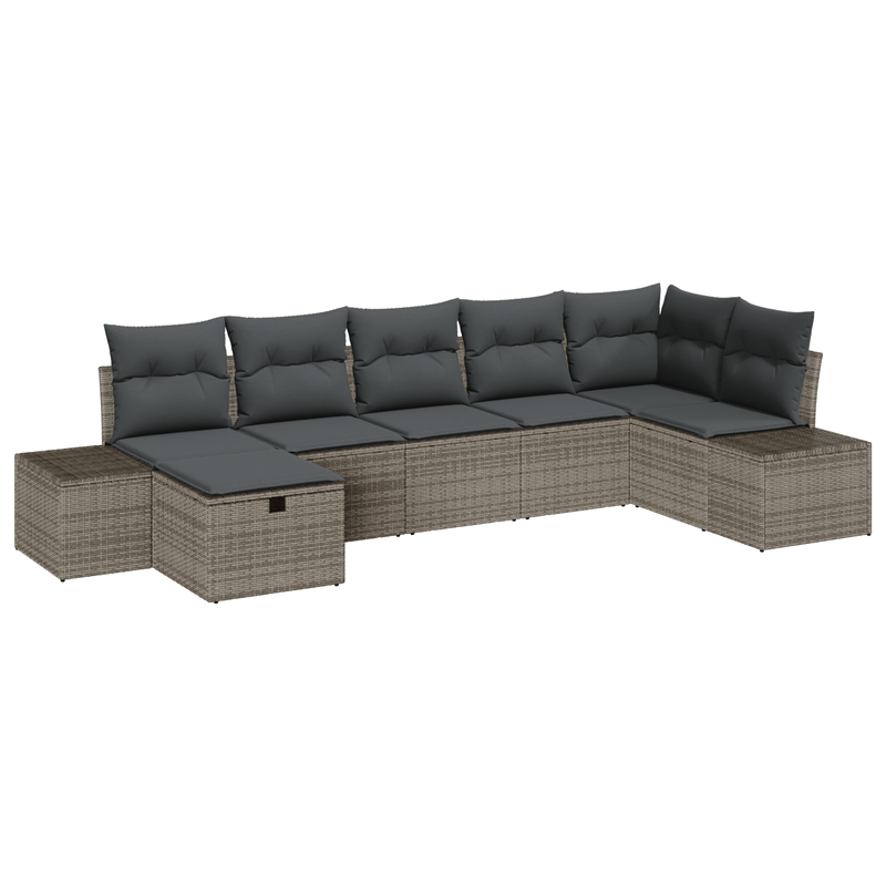 Casa si Gradina - Gradina si terasa - Mobilier exterior - Seturi mobila gradina - Set canapea cu 7 piese si perne gri din ratan poli - Infinity.ro