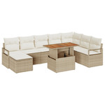 Casa si Gradina - Gradina si terasa - Mobilier exterior - Canapele si fotolii gradina - Set Canapea Gradina  9 Piese cu Perne Bej Poli Ratan - Infinity.ro