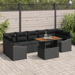 Casa si Gradina - Gradina si terasa - Mobilier exterior - Canapele si fotolii gradina - Set de canapea de gradina cu 8 piese cu perne Negru Ratan Sintetic - Infinity.ro