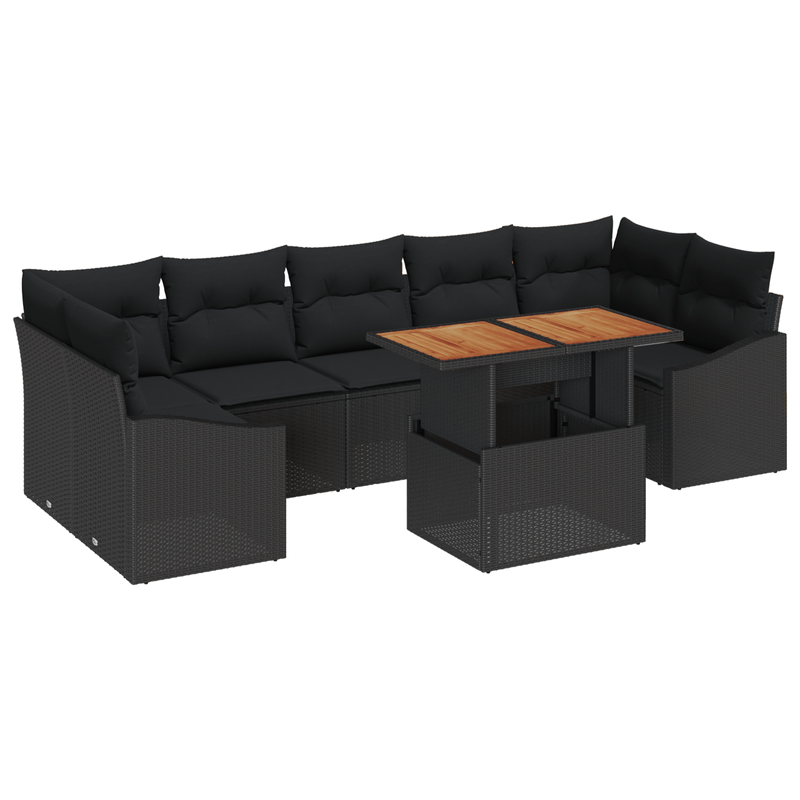 Casa si Gradina - Gradina si terasa - Mobilier exterior - Canapele si fotolii gradina - Set de canapea de gradina cu 8 piese cu perne Negru Ratan Sintetic - Infinity.ro